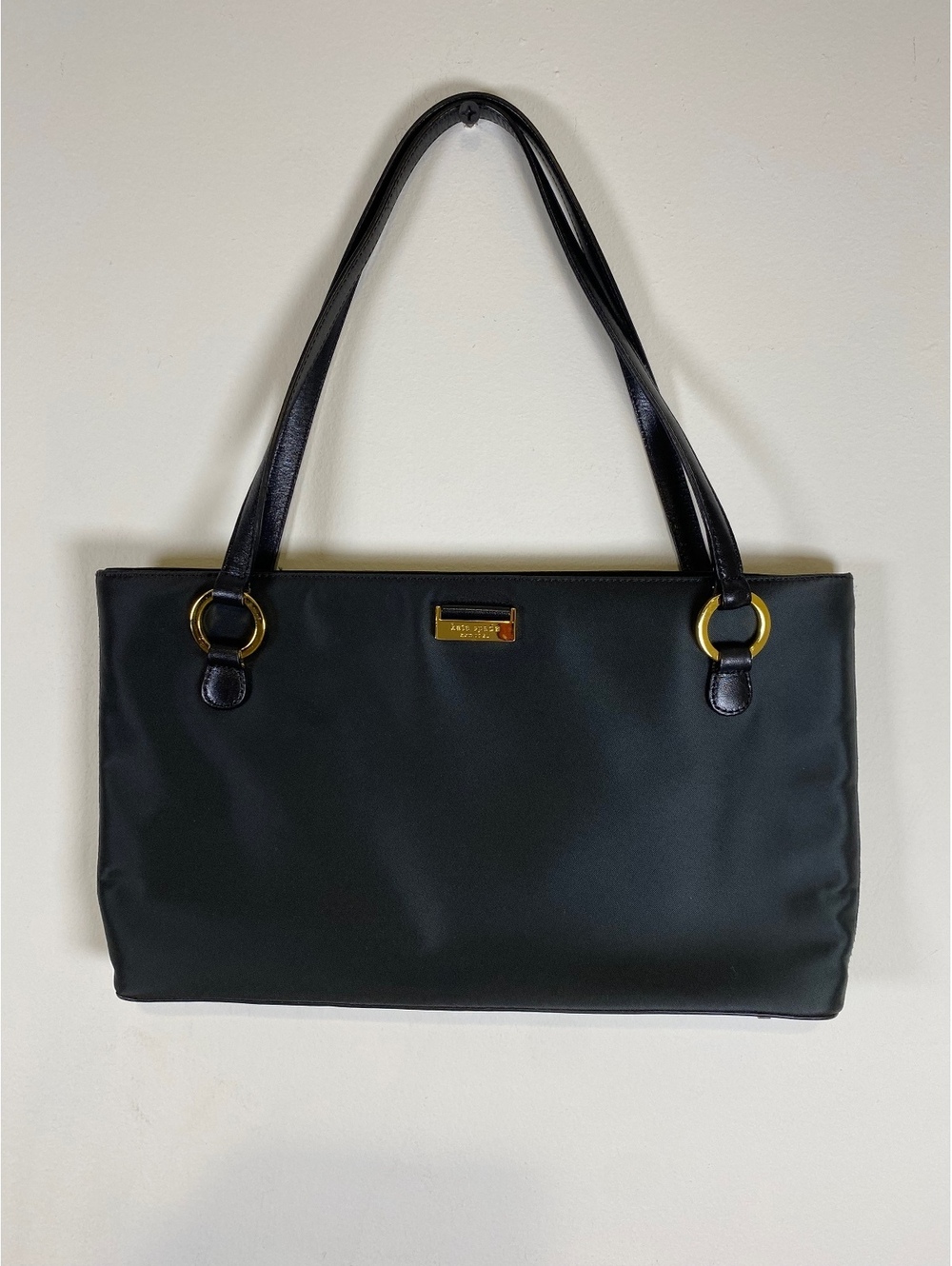 Vintage Kate Spade New York Black Nylon and Leather Shoulder Bag